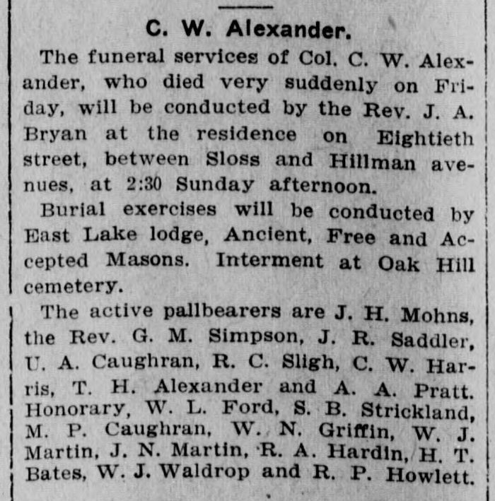 C.W. Alexander obituary
